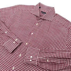 Suitsupply Dress Shirt Mens 17.5 44 Red Gingham Check Two Ply Cotton Long Sleeve